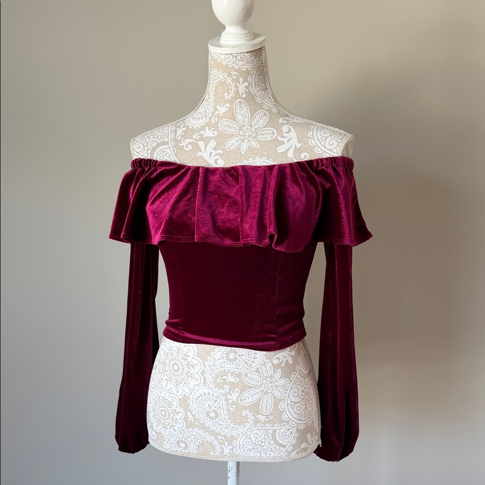 Velvet Crop Off-Shoulder Top sz M